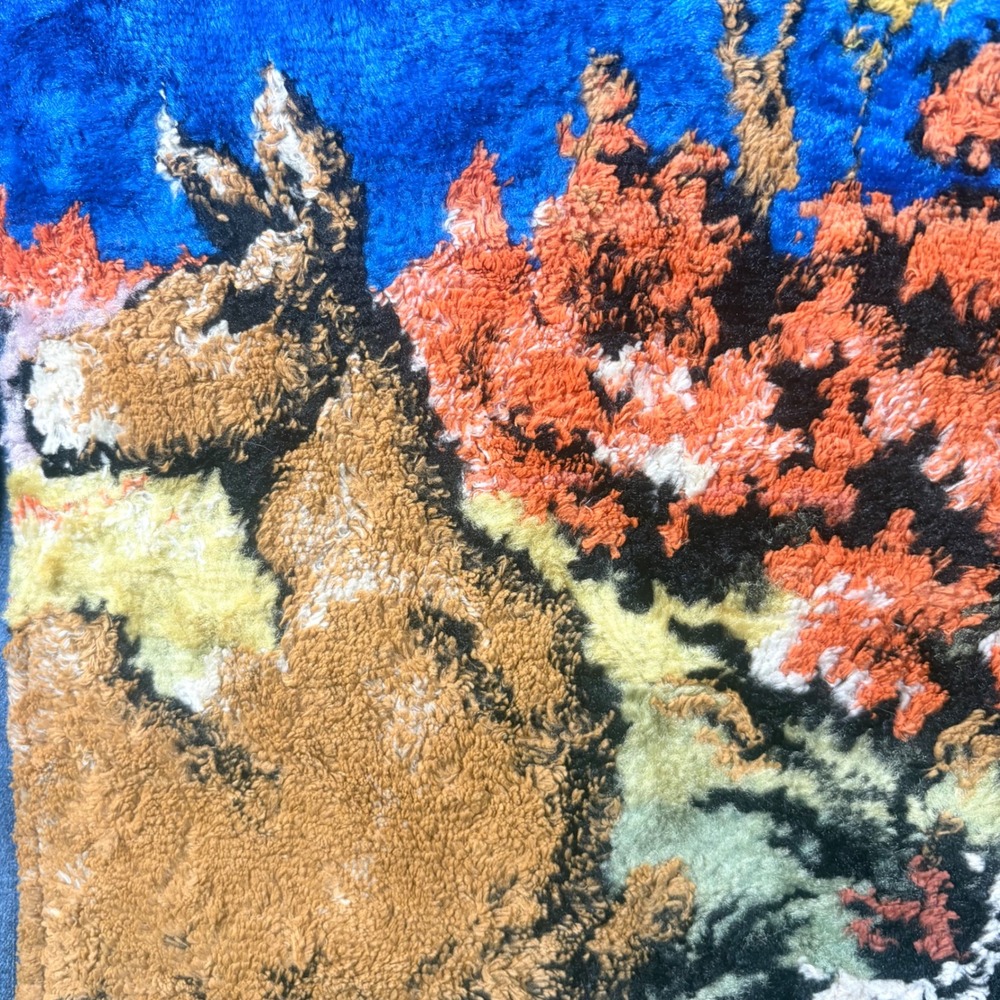 Boutique Upcycled Denim Jacket Gobelin Style Tapestry Deer Art Size M‎ firm - Picture 4 of 7